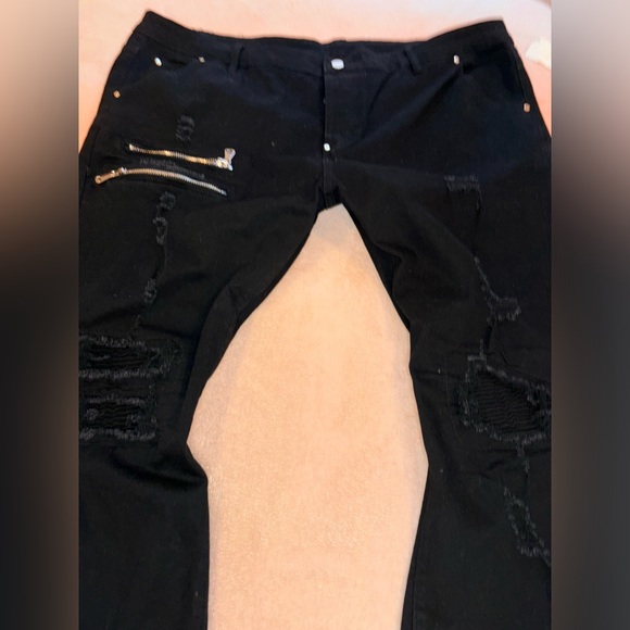 COPY - Black multi zippered nwot 38x32 means baggy zip ankle la flare Japanese … - Picture 12 of 16